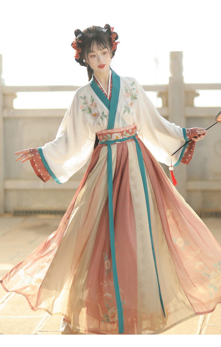 国潮-刺绣成人汉服女晋制飘逸齐腰襦裙中国风日常春秋款详情11