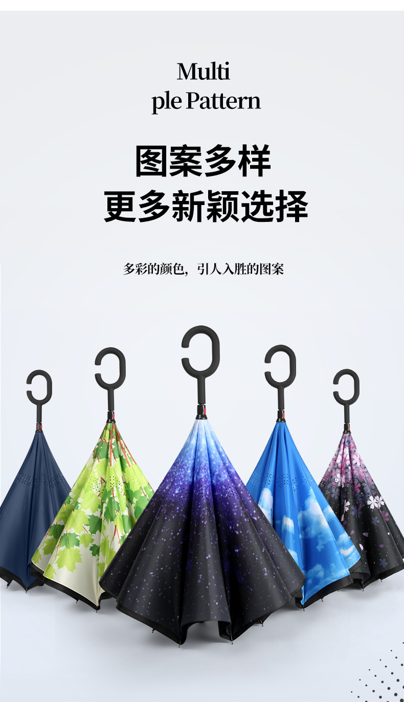 反向伞长柄直杆C型汽车伞车用双人手开反向伞晴雨伞礼品广告伞批详情3
