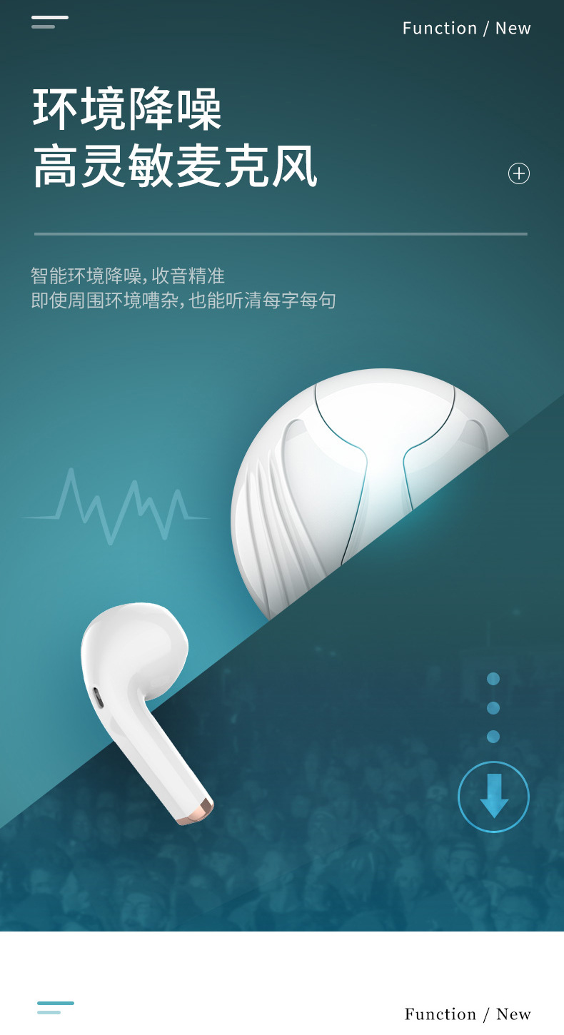 Tech e-sports TWS Bluetooth headphones with noise-cancelling, sports and gaming, ultra-long battery life and HIFI sound quality, a cross-border bestseller pic 6