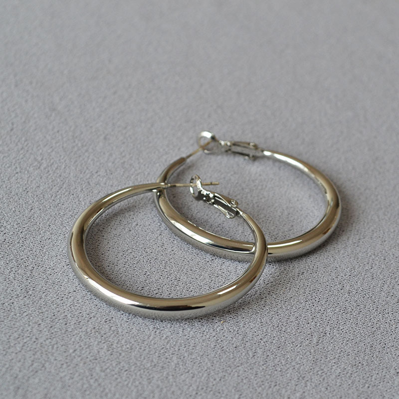 港风圆环耳圈素圈925银针气质通勤百搭高级感耳饰女oversize耳坠详情11