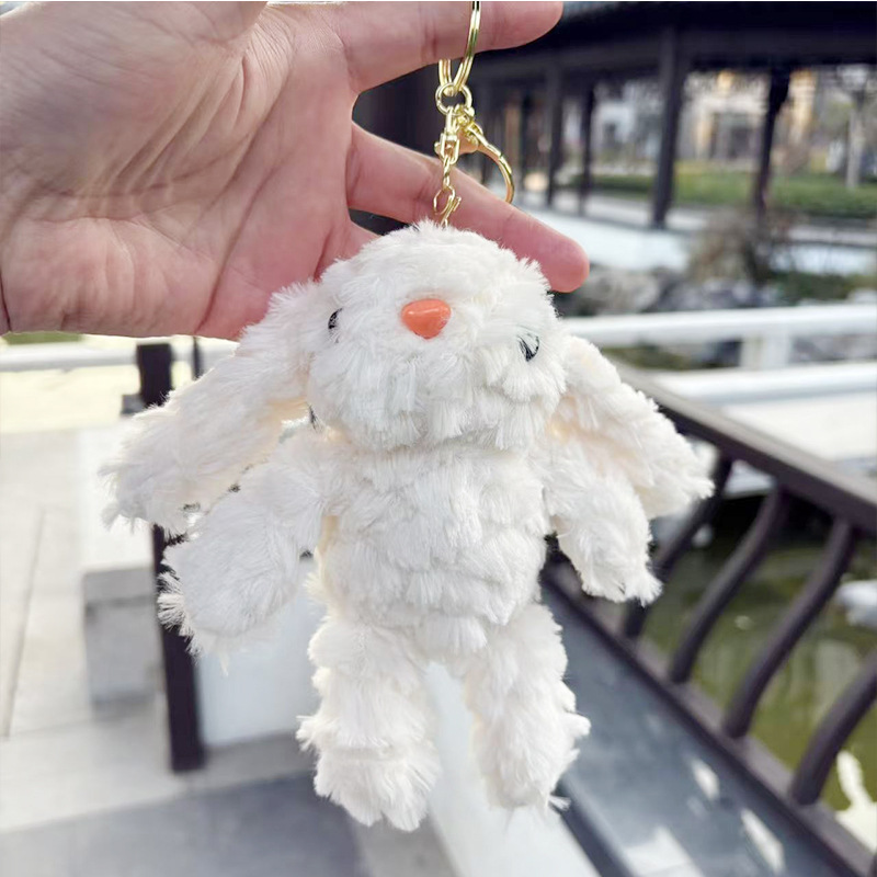 多巴胺格子长耳兔包包挂件小饰品可爱钥匙扣公仔玩偶兔子毛绒玩具详情15