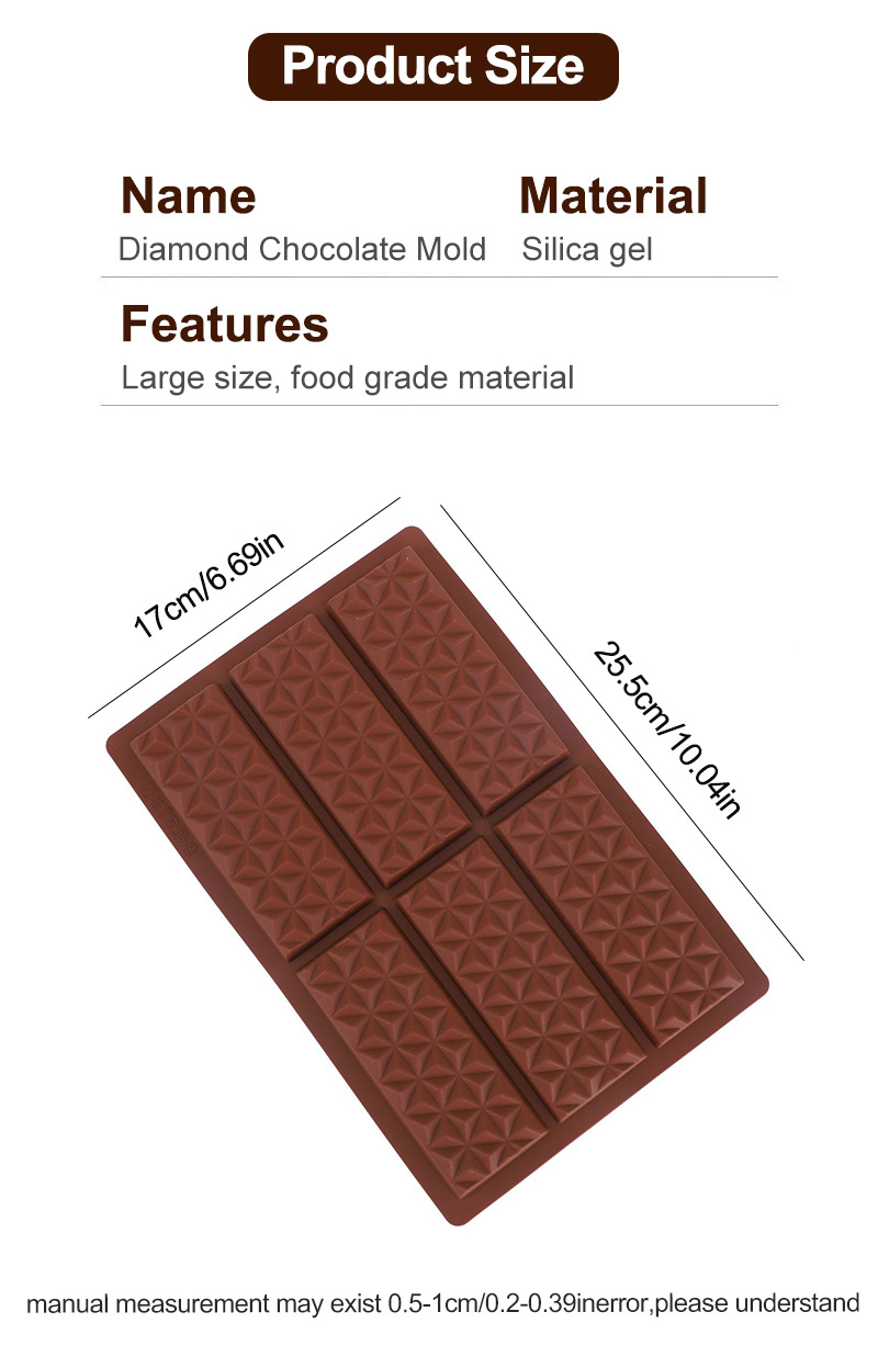 Best-selling silicone 6-row rectangular small triangular chocolate mold, non-stick and easy-to-demold food-grade chocolate mold pic 5