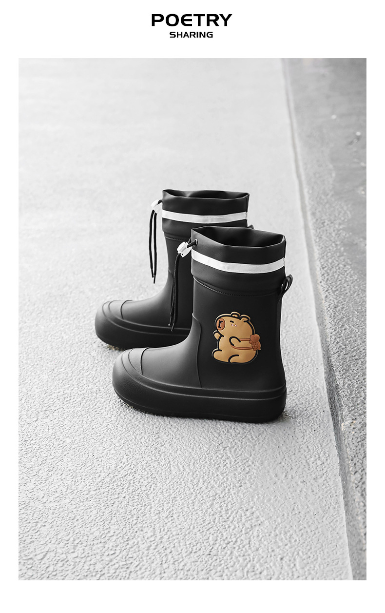 网红卡通时尚雨鞋女款外穿收口防水鞋防滑亲子雨靴女学生可爱胶鞋详情12