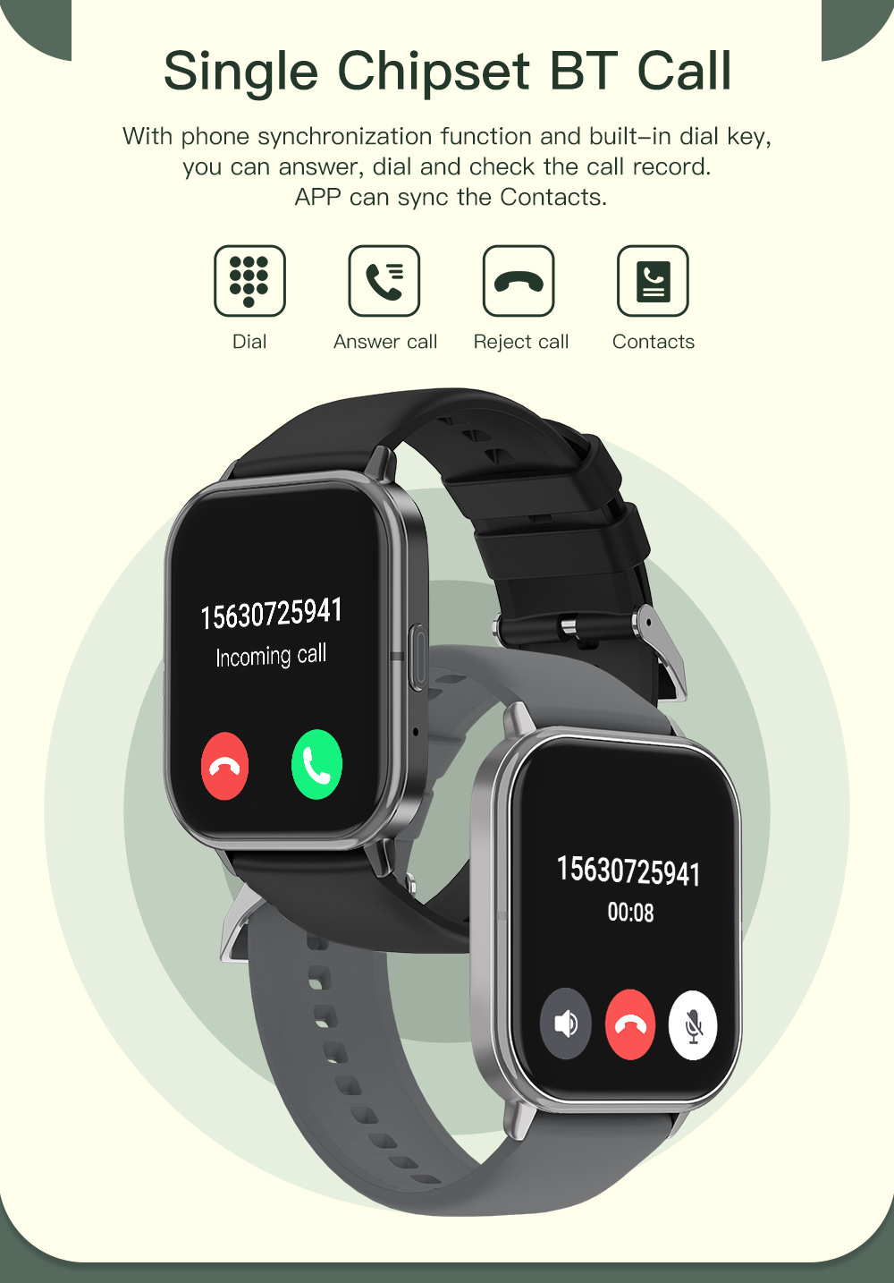 亚马逊爆款T19F蓝牙通话手表心率睡眠多运动音乐IP68防水智能手表详情6