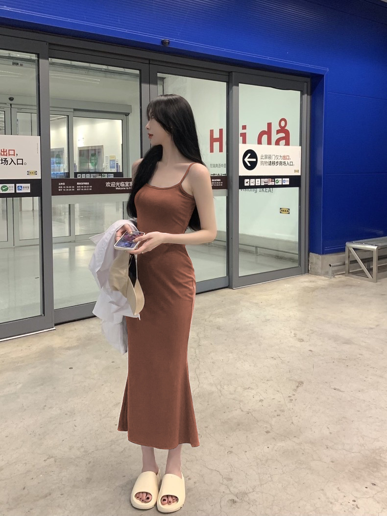 吊带连衣裙女夏季无袖收腰纯欲性感紧身显瘦高级感包臀辣妹紧身裙详情11