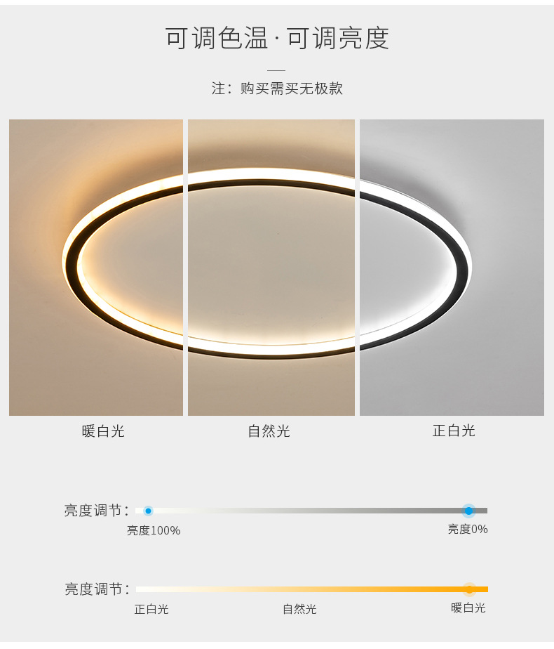 极简卧室吸顶灯2024年新款圆形现代大气餐厅书房超薄led客厅灯具详情2