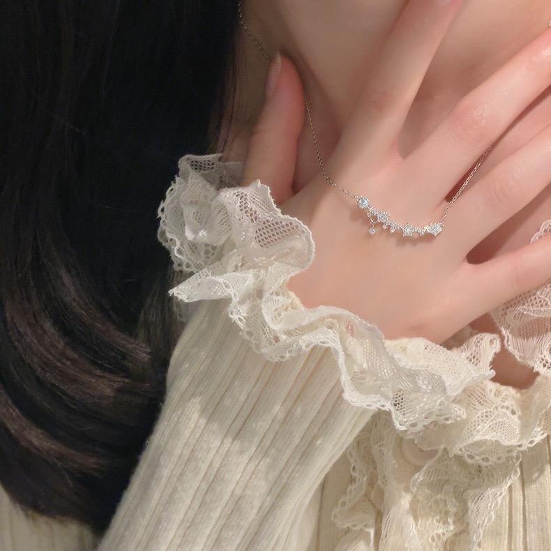 银贝S925纯银星星流苏项链女轻奢小众设计高级感紫藤花锁骨链饰品详情7