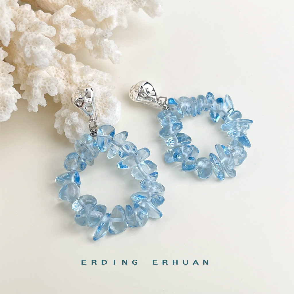 【 Sea Blue Series 】 Summer new original design, handcrafted, fresh and vacation-style blue earrings, factory earrings for women pic 37