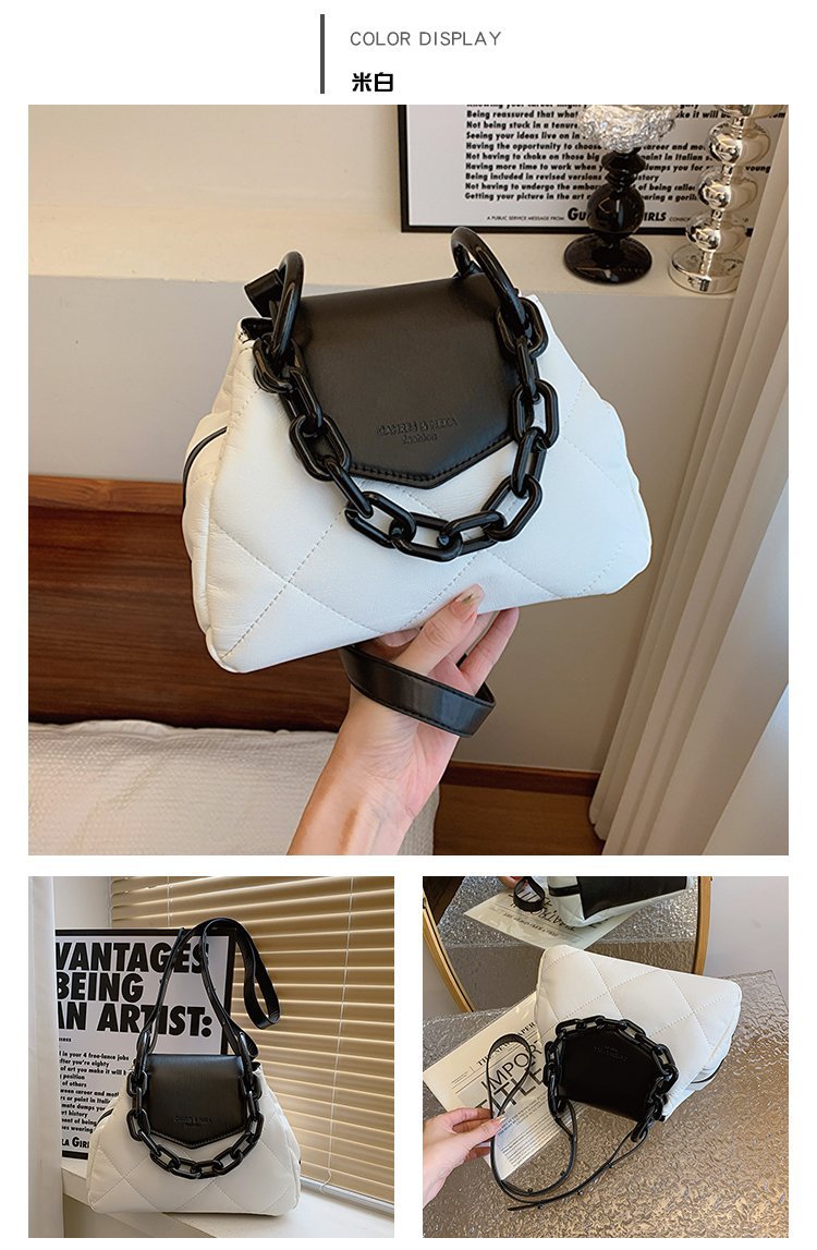 包包女2024新款菱格绣线拼接链条饺子包洋气潮流单肩斜挎手提包包详情16
