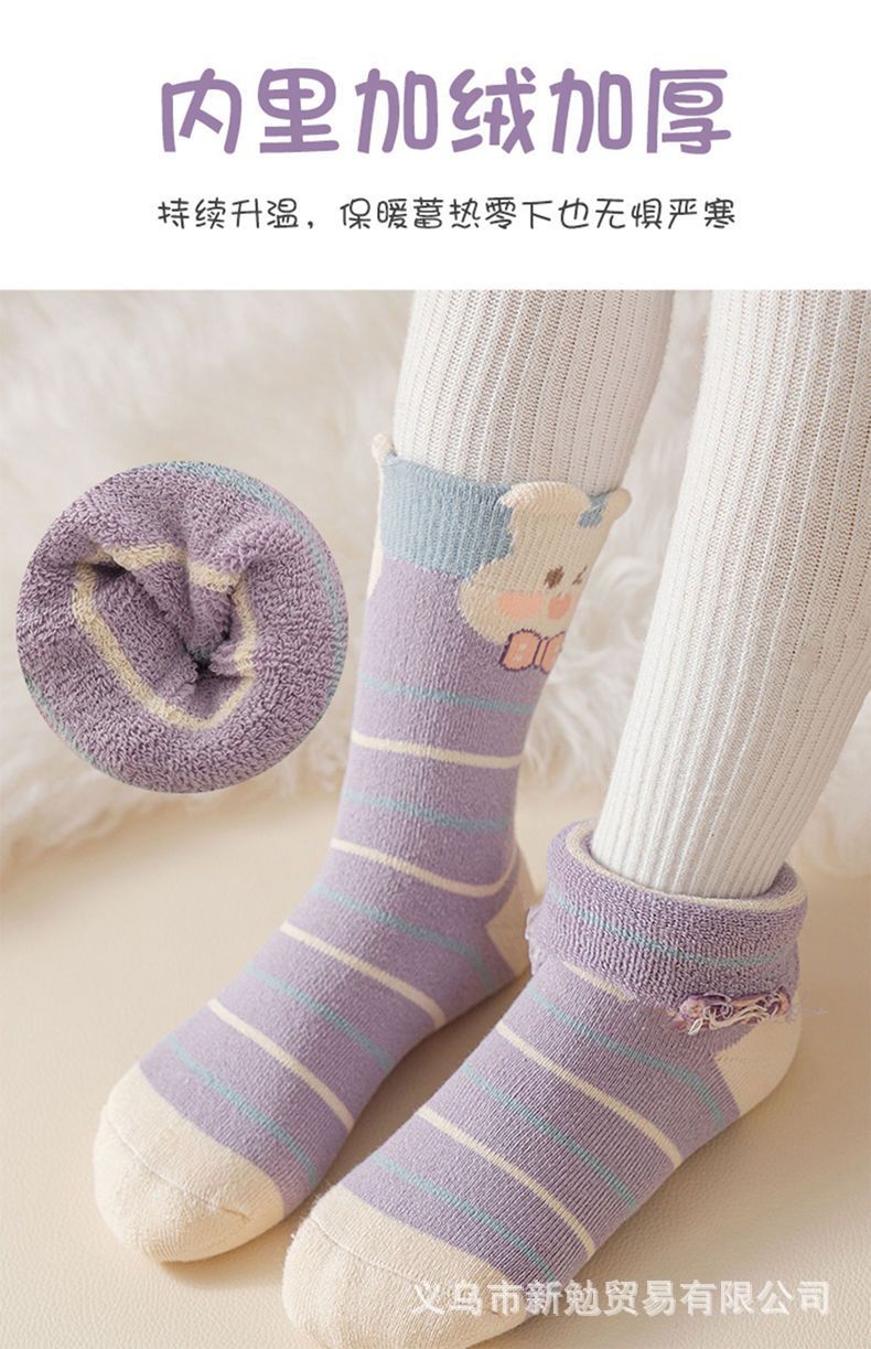 【新品】冬款加厚儿童袜子冬季加绒毛圈女宝男童卡通可爱保暖跨境详情6