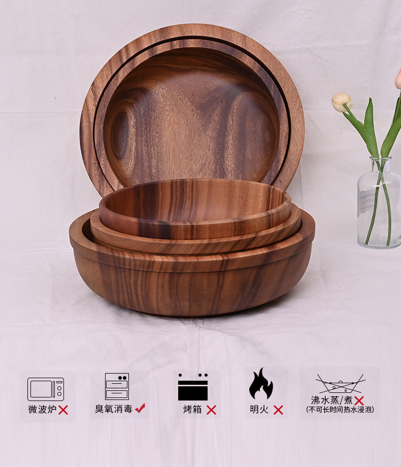 整木圆形复古风相思木碗木头日式沙拉碗实木装汤碗量大从优详情19