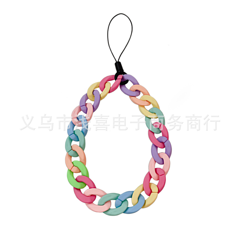 New INS color mobile phone chains from Europe and America, acrylic car key pendants, bag hangers, phone cases and accessories pic 3