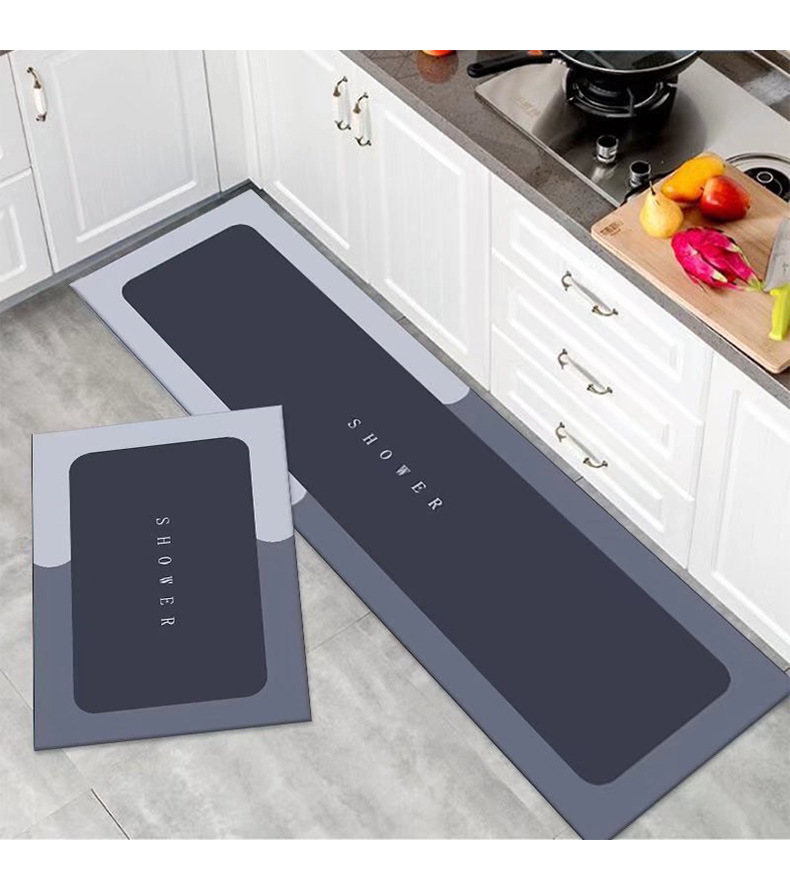 Cross-generation simple solid-color diatom mud floor MATS, kitchen water-absorbing and dirt-resistant two-piece set floor MATS, bathroom easy-to-maintain door MATS pic 5