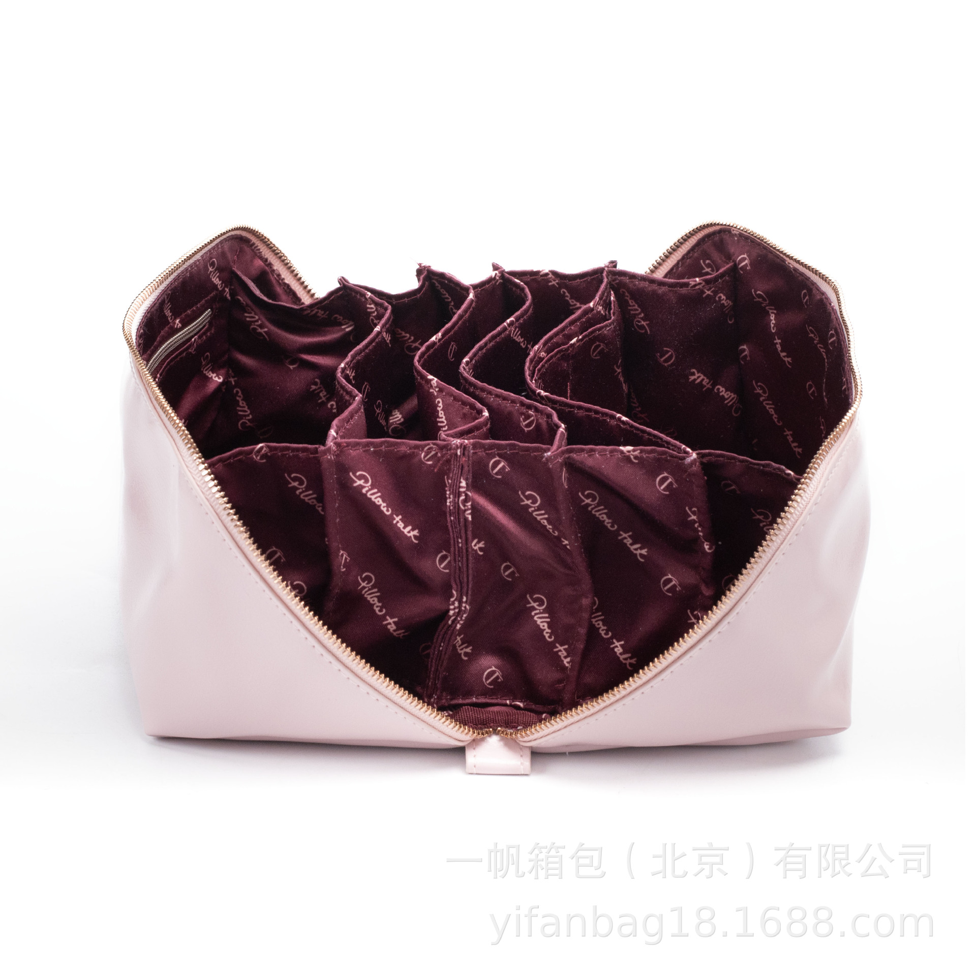 大号pu化妆包粉色全开拉链化妆包多功能枕头包厂家定制旅行化妆包详情3