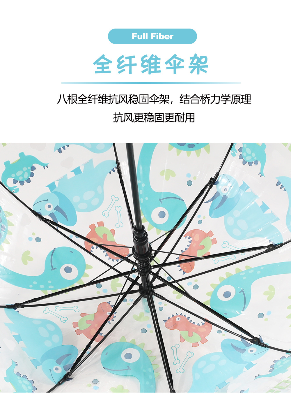 ins韩儿童自动伞卡通动物图案可爱透明伞现货批发19寸幼儿园雨伞详情5