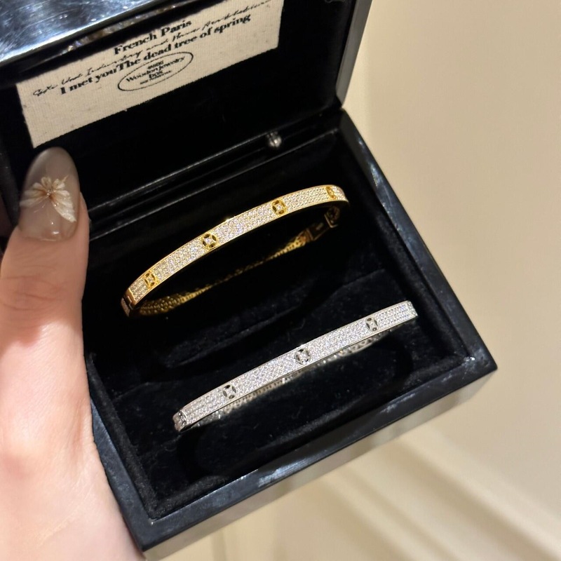 Light luxury French retro new Chinese style half-ring full diamond money bracelet, two-color heavy workmanship exquisite and elegant, versatile bracelet pic 5