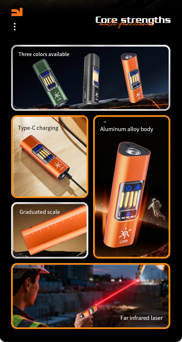 2026 New EDC Mini Multi-source Flashlight with Magnetic Laser Red Light Warning Tool Lamp TYPE-C Charge pic 14