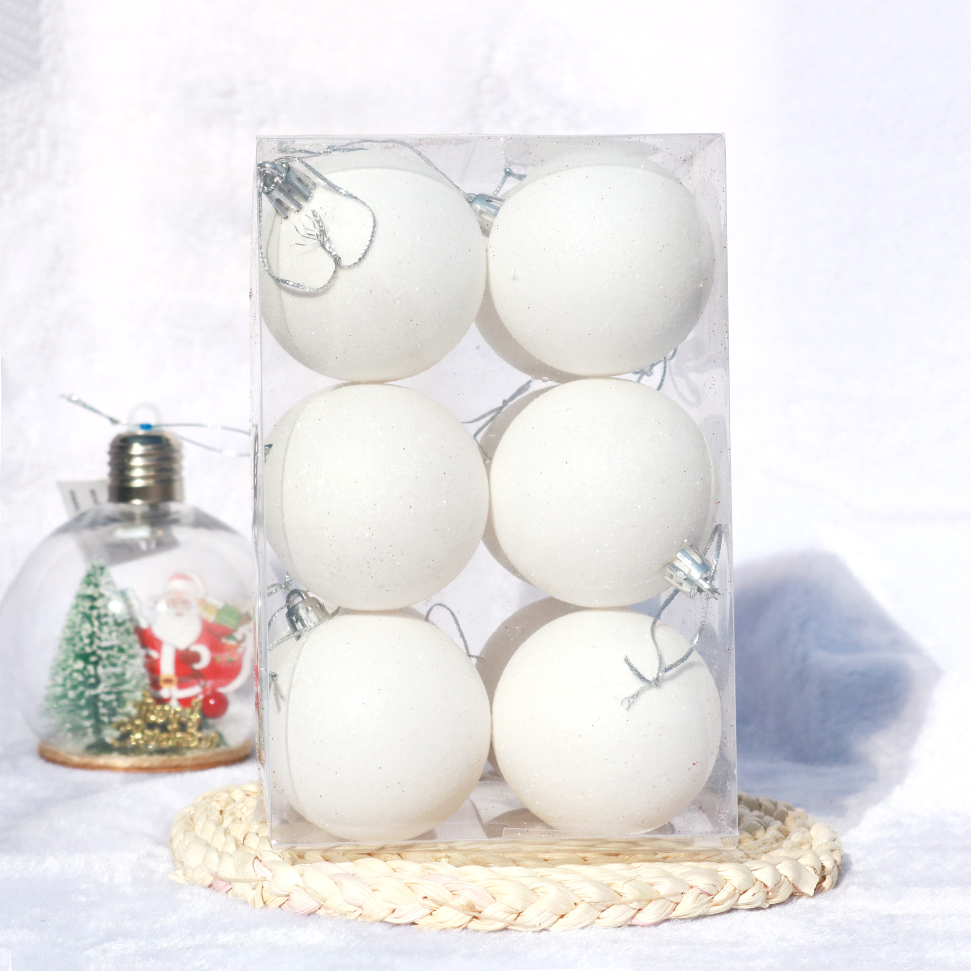 跨境批发圣诞球12pcs组合套装圣诞树装饰品手工绘画球多款圣诞球详情4