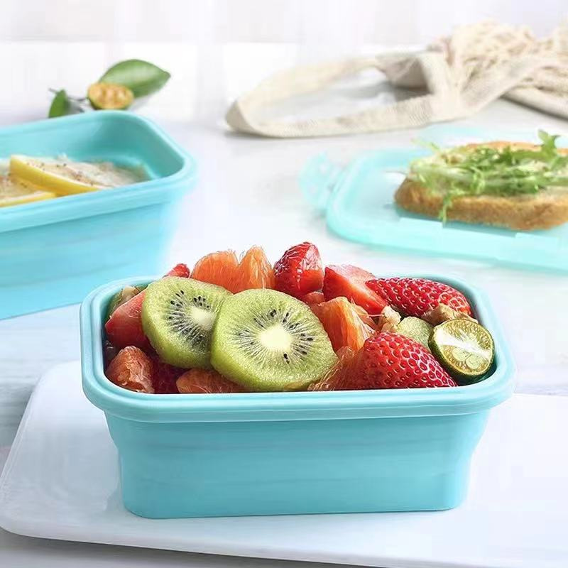 Folding silicone lunch box, portable food preservation box, bento box, food preservation box, lunch box, microwave oven-specific, refrigerator storage pic 3