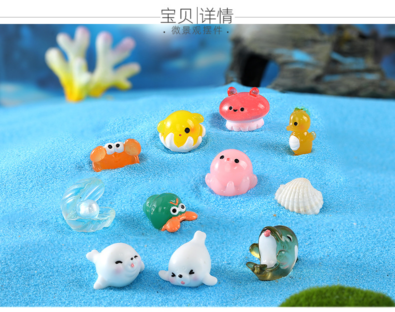 Micro-landscape ornaments, cute Marine animals: squid, killer whale, jellyfish, hermit crab, Marine animal resin accessories pic 34