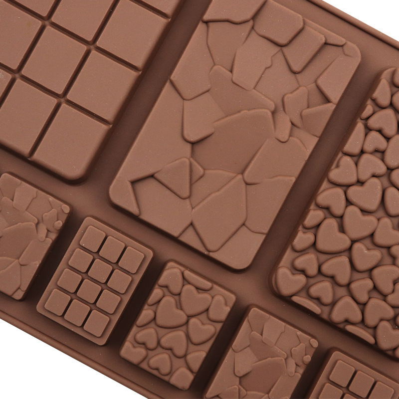 Accesorios para bebés y niños molde de galletas nuevo molde de chocolate de silicona en stock 9 líneas diferentes de página completa de silicona de grado alimenticio para hornear molde pic 8
