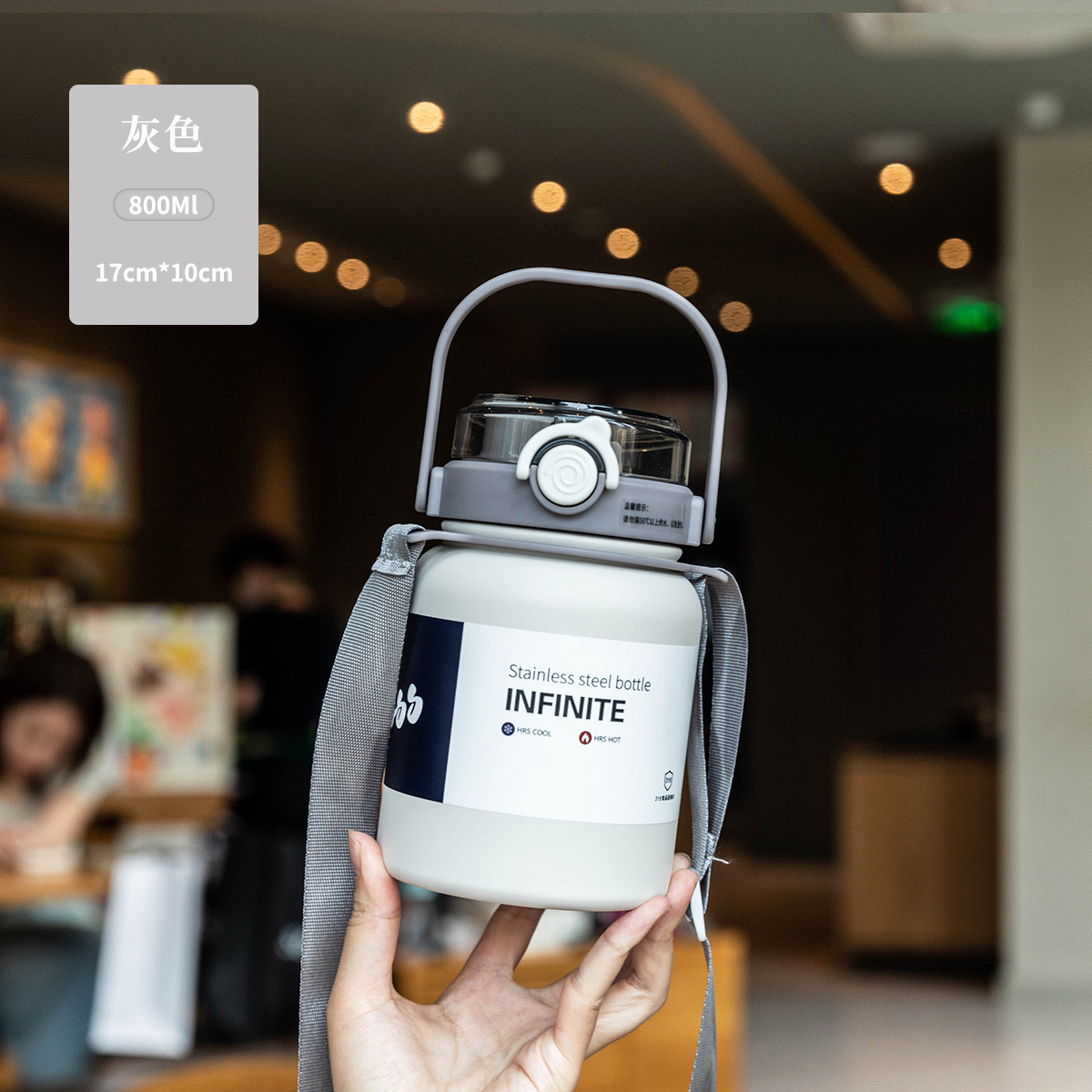 大容量吸管保温杯高颜值双饮水杯便携户外运动保温壶学生水壶详情4