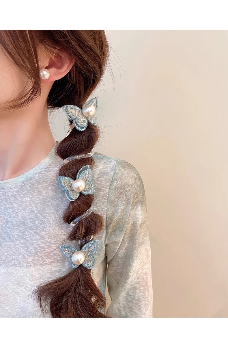 Forest-style butterfly bubble braid hair tie for women 2024, a new high-end French telephone line hair band and ponytail braiding tool pic 17