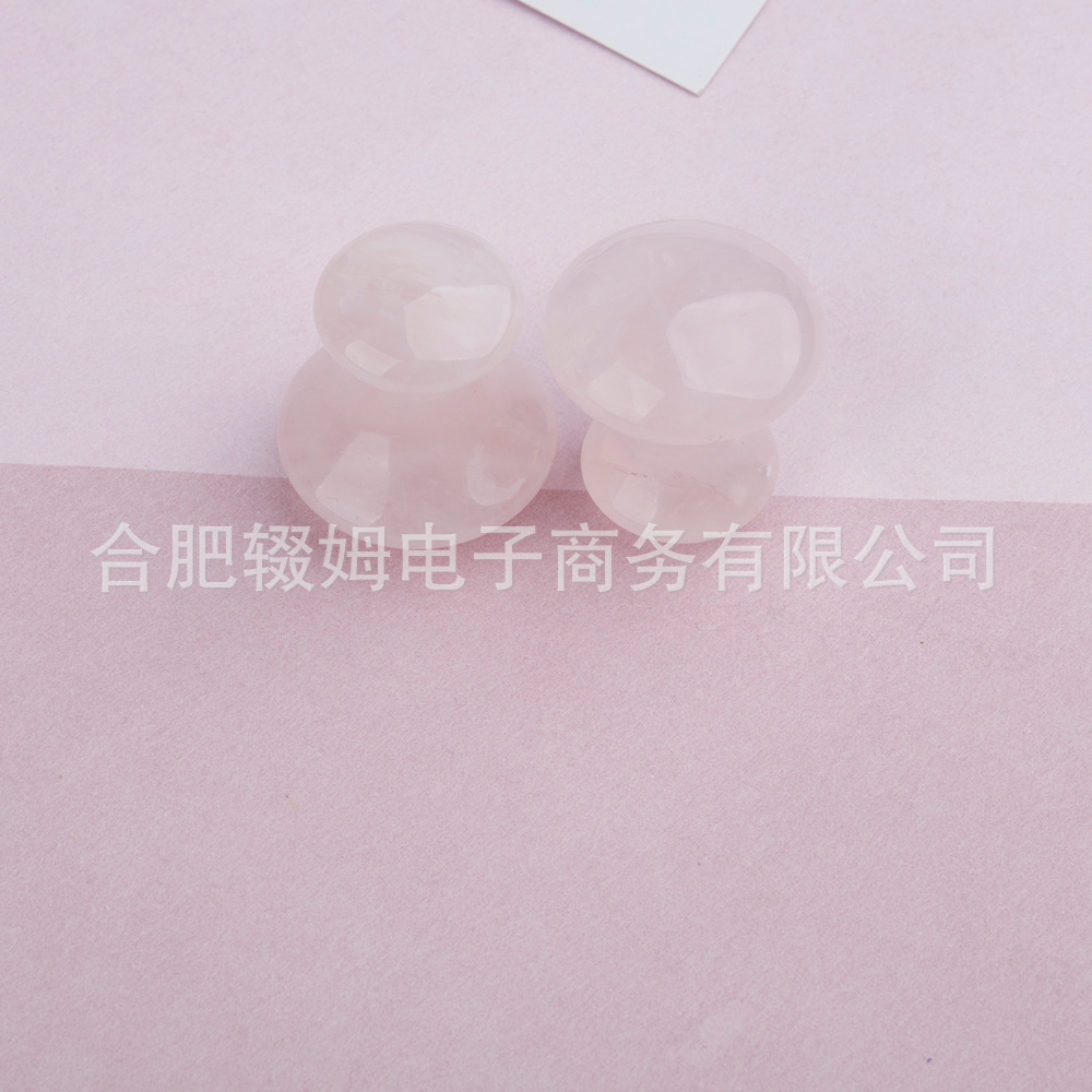天然粉晶东陵绿玉石蘑菇头面部脸部颈部美容冷热敷按摩石刮痧板详情3