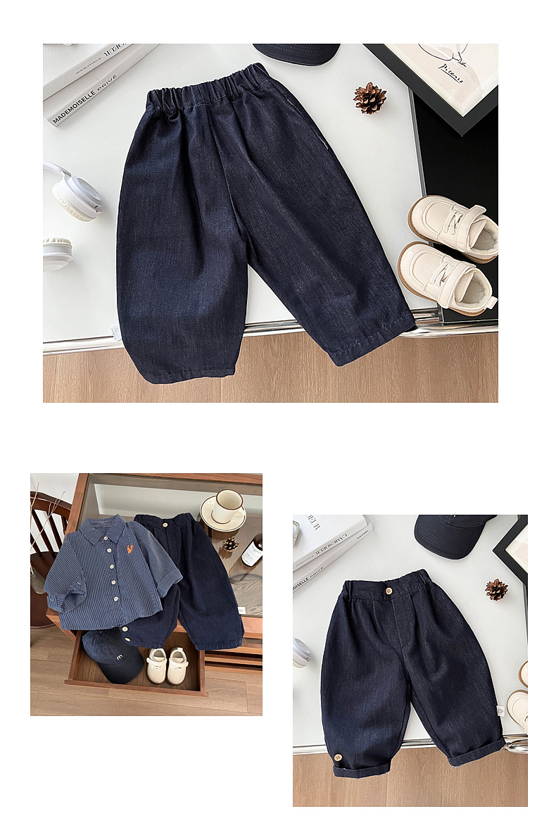 ins韩版秋季男宝宝休闲活性牛仔裤婴幼儿防褪色宽松复古百搭裤子详情6