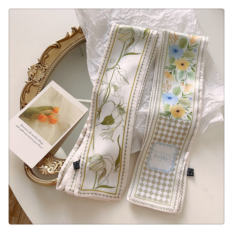 绿色花卉伴手礼盒丝巾绑包包飘带夏季女神发带清新长条绑发带详情22