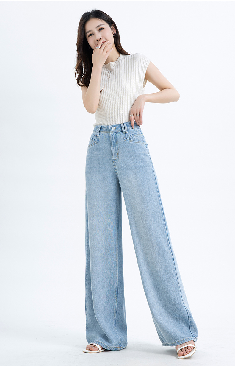 如果2026年夏季新款中高腰宽松阔腿裤女莱赛尔天丝垂顺牛仔裤8173详情18
