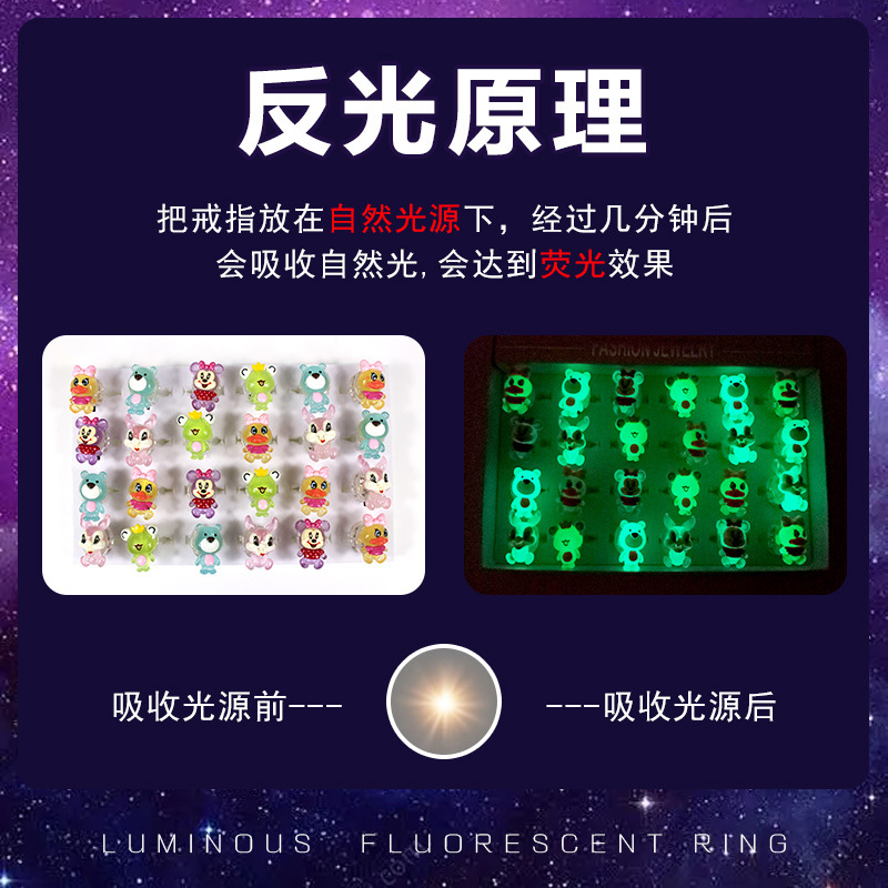 新款儿童卡通发光玩具手指荧光戒指生日派对夜光小礼品跨境批发详情4