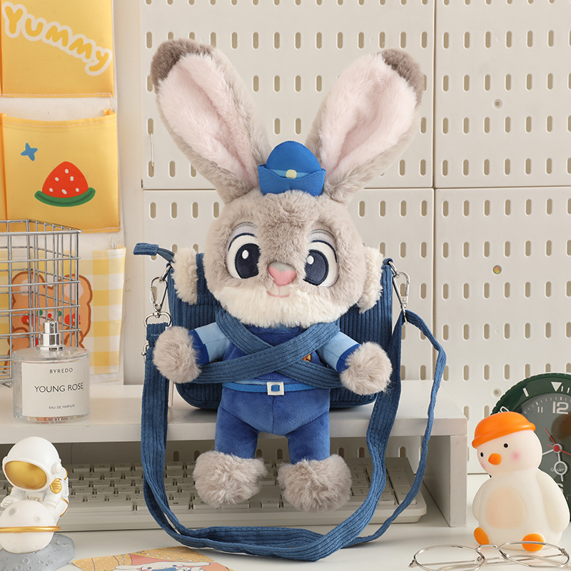 Officially authorized Zootopia Judi Nick Stuych Minnie plush single-shoulder bag Crossbody bag, large capacity double pic 13