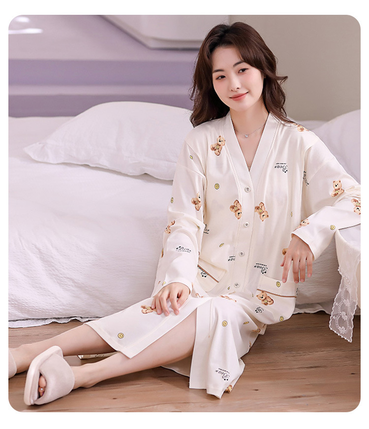 孕妇待产裙夏季带胸垫纯棉a类月子服睡衣裙产后产妇产房生产检裙详情16