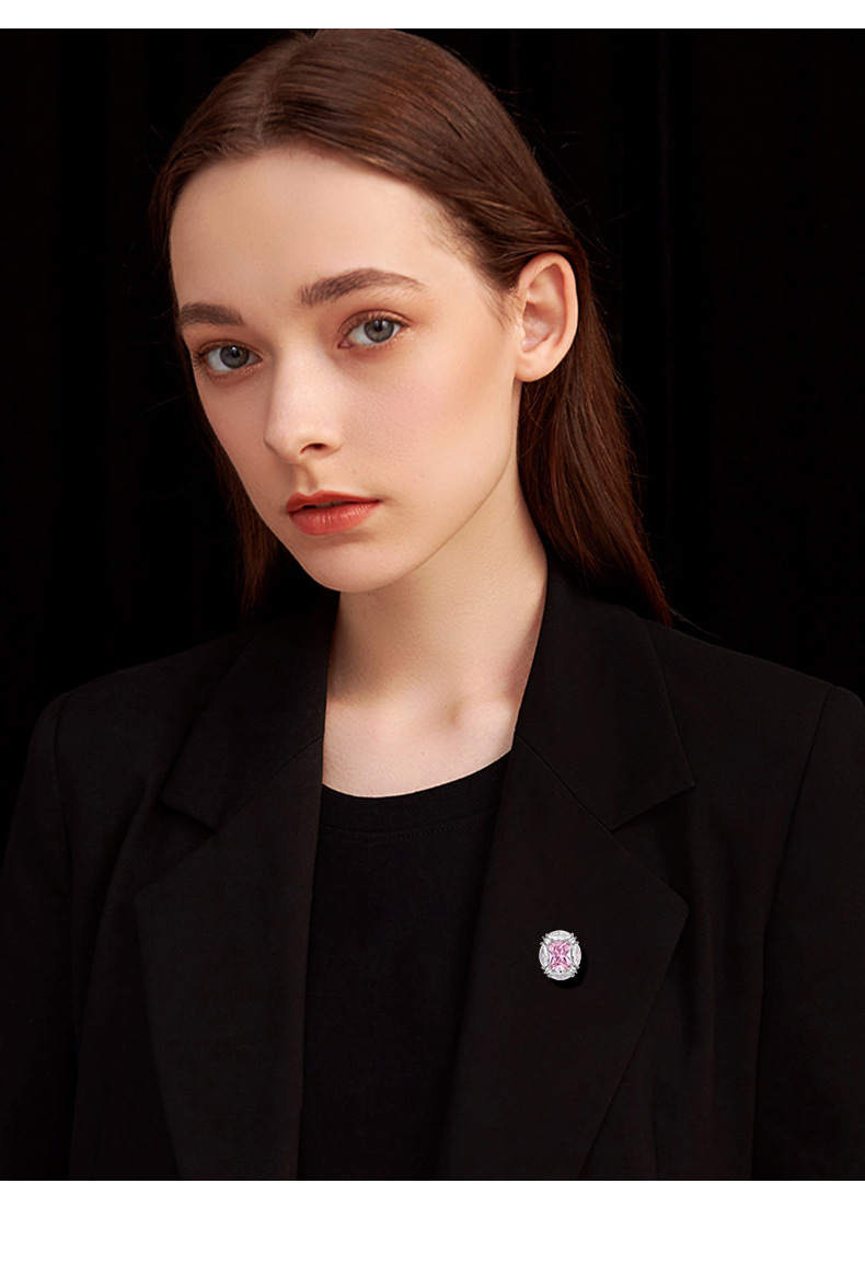 新款热销磁吸饰品欧美奢华ins风粉钻胸针女时尚镀金优雅方钻配饰详情4