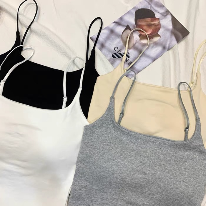 爆款性感纯棉吊带背心女肩带可调节固定杯垫内搭外穿显瘦打底上衣详情2