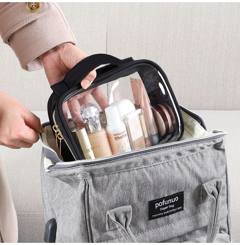 跨境爆款便携式防水透明旅行洗漱包ins多功能收纳pvc手提化妆包袋详情13