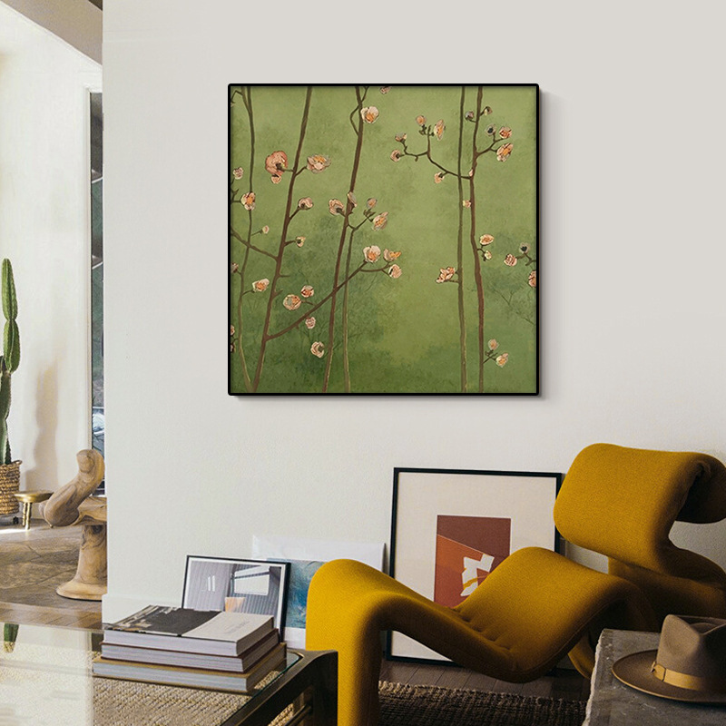 Chinese-style green butterfly living room decorative painting, French sofa background wall hanging painting, niche art bedroom bedside painting pic 5