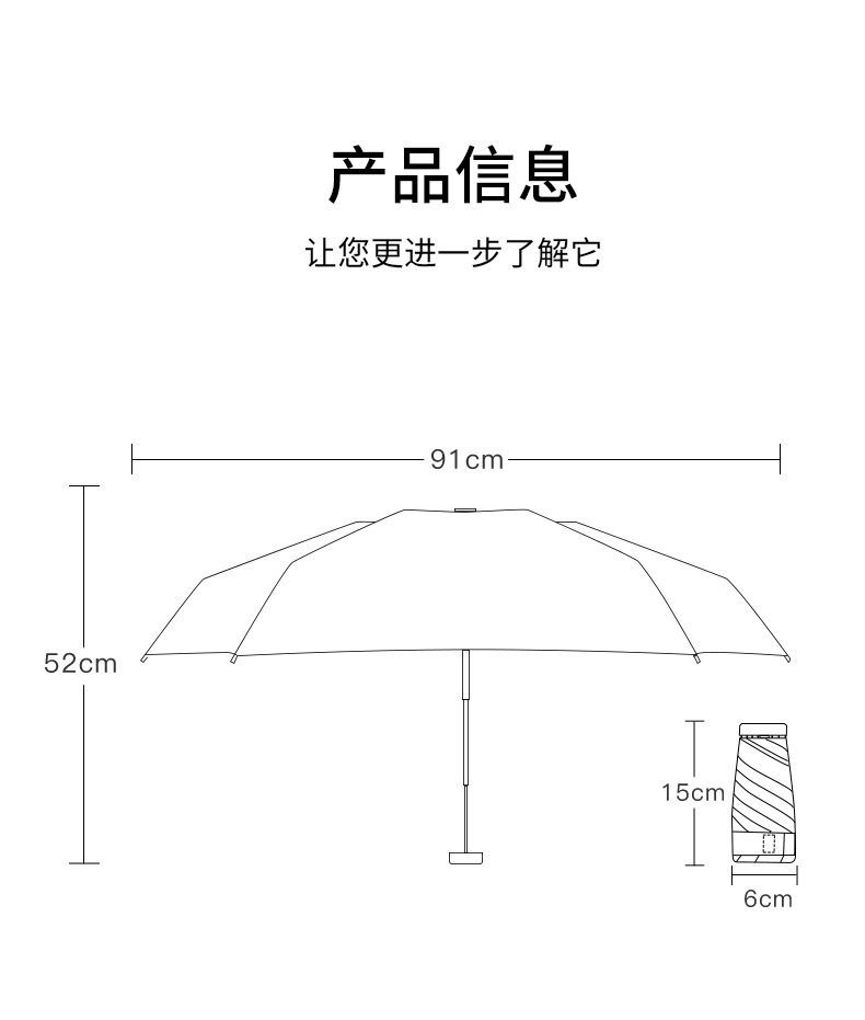 知伞五折遮阳伞晴雨两用防晒雨伞折叠伞高级感口袋扁六折迷你太阳详情12