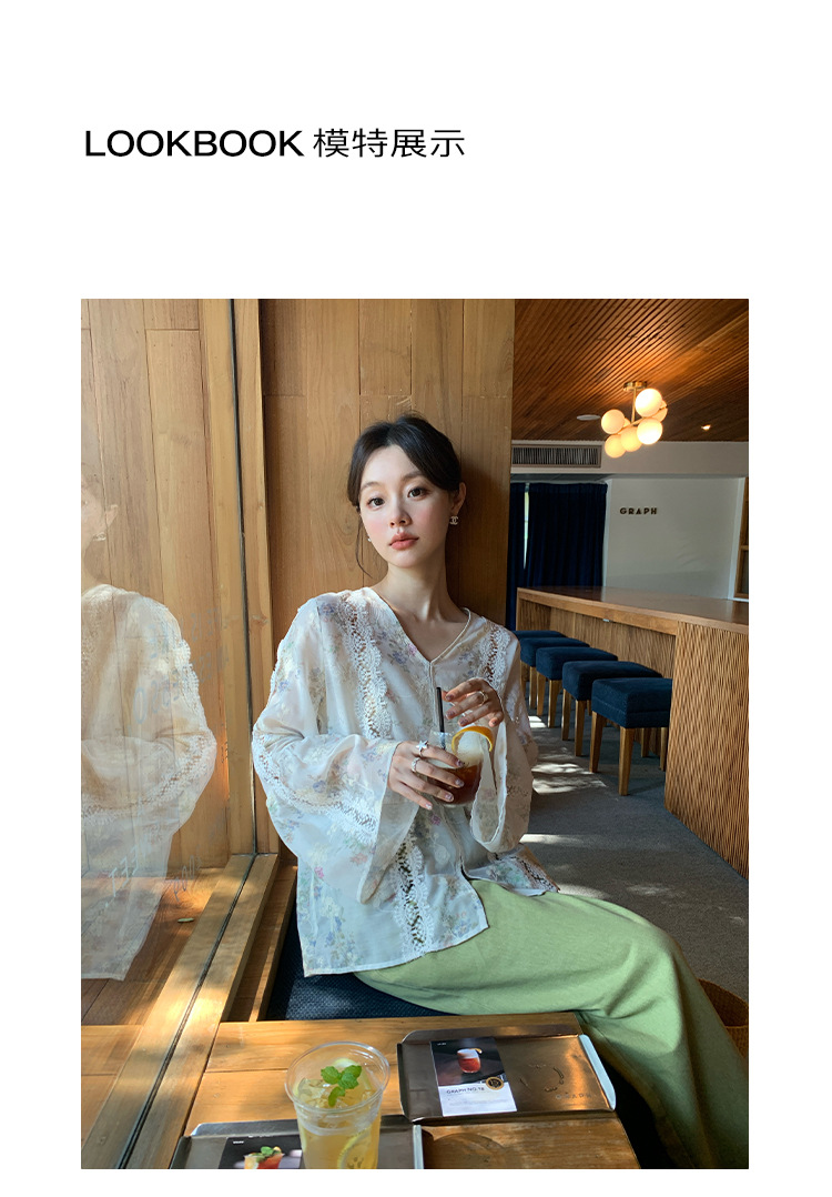 New Chinese-style Zen-inspired, stylish, unique and exquisite openwork chiffon shirt C3552 pic 5