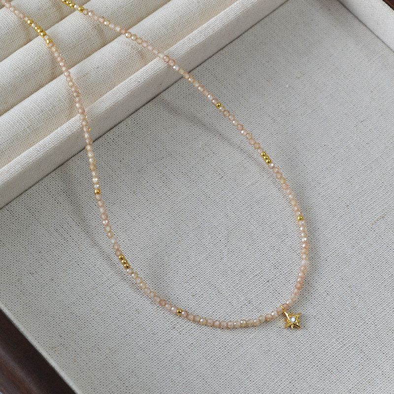 日韩小众设计时尚简约优雅香槟锆石珠闪耀星星吊坠气质项链锁骨链详情11