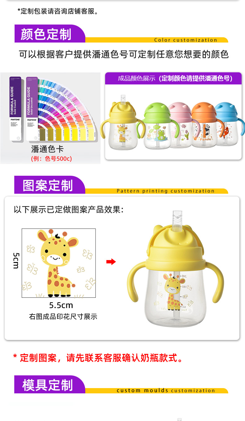 厂家批发儿童水杯防摔耐咬鸭嘴杯宝宝学喝水训练杯学饮杯高频包装详情2