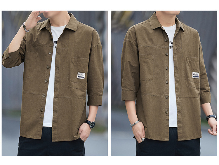 Casual short-sleeved shirt for men, Korean-style trendy 70% shirt, summer cool and stylish workwear top, Japanese-style coat pic 13