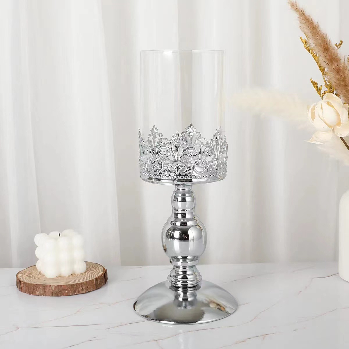 原创卧室样板书房北欧复古烛台摆件轻奢浪漫情侣婚庆现代金属几何详情3