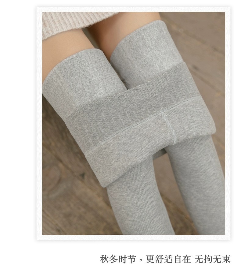 灰色加绒打底裤外穿女秋冬款竖条螺纹高腰显瘦保暖棉裤加厚连裤袜详情24