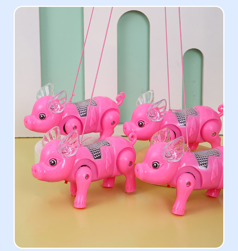 电动牵绳小猪 牵绳猪 牵绳小猪 电动发光音乐牵绳猪 儿童玩具批发详情6