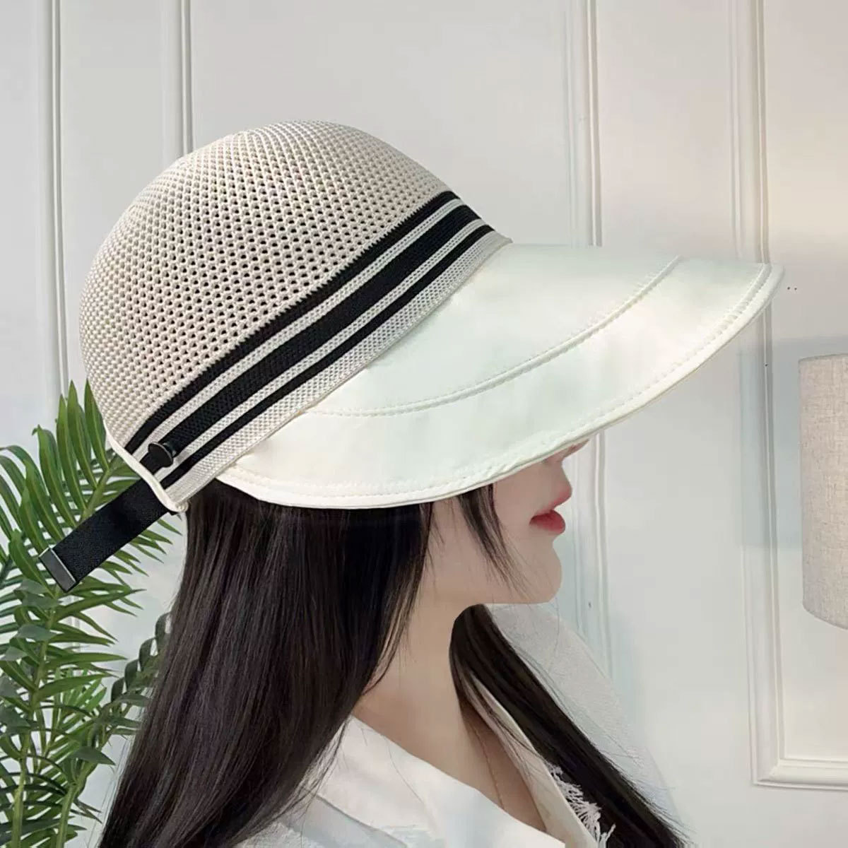Crossover 2025 nuevo primavera verano gran visera calado transpirable techo vacío sombrero de protección solar mujer salida al aire libre gran techo sombra pato pic 5