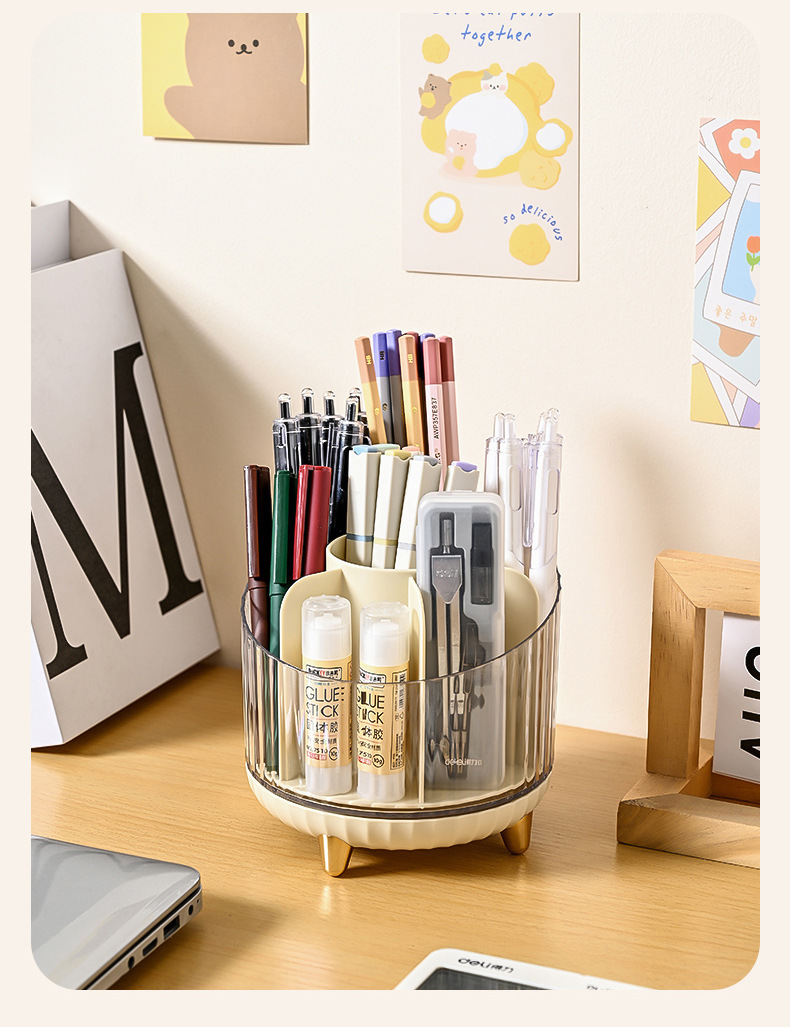 Rotating makeup brush storage box rack, desktop compartmentalized lipstick, eyeshadow, eyebrow brush, makeup table, cosmetics storage bucket pic 37