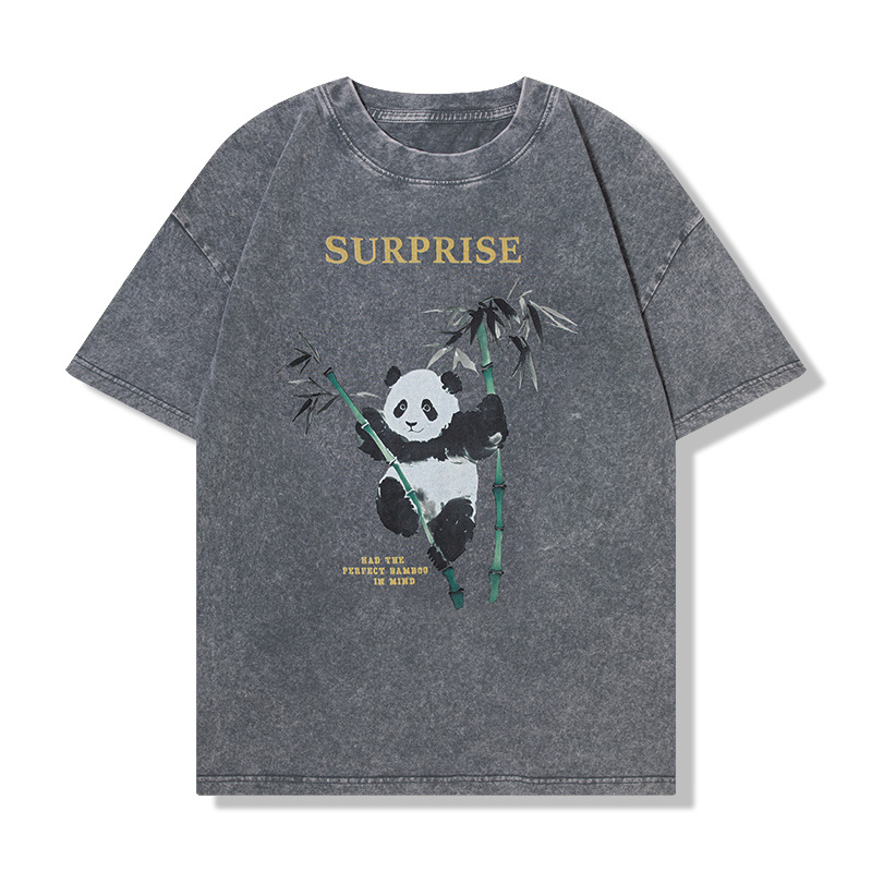 2025胸有成竹熊猫卡通印花T恤夏季新款短袖数码印花国潮时尚半袖详情12