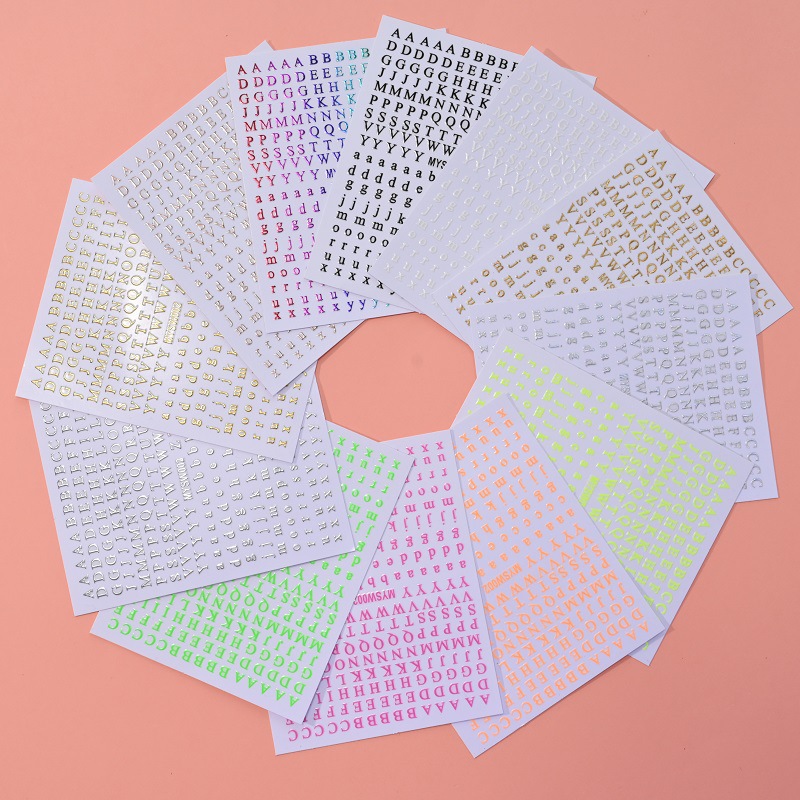 Overseas best-selling 12-color letter nail stickers, English letter upper and lower case fluorescent nail stickers, DIY nail decoration pic 9